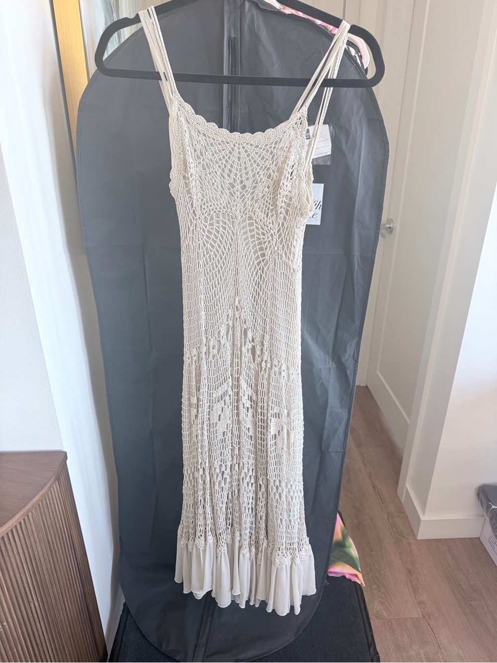 FARM Rio Cream Crochet Maxi Dress